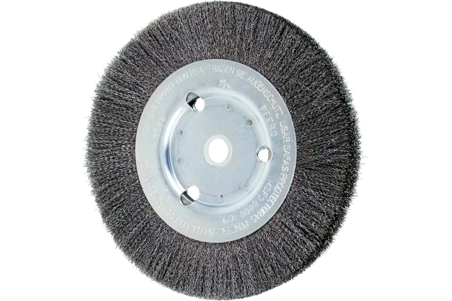 Show details for Pferd Crimped Wire Wheel Brush 6" Dia Narrow Face .006 Carbon Steel 5/8-1/2" Arbor Picture of Pferd Crimped Wire Wheel Brush 6" Dia Narrow Face .006 Carbon Steel 5/8-1/2" Arbor